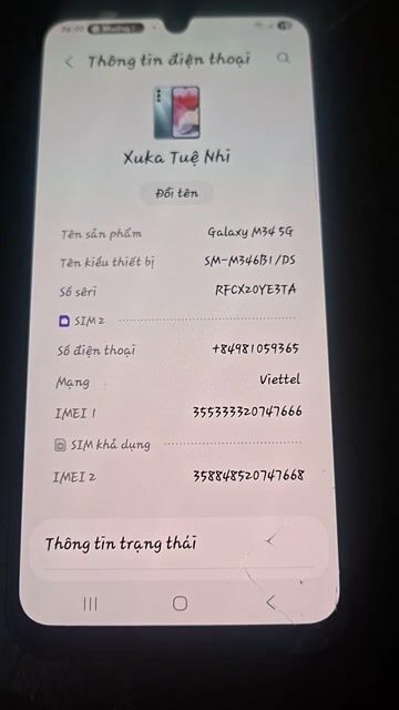 Samsung Galaxy M34 5G Xám Đã sử dụng. Mua bán Điện thoại tại Huyện Chơn Thành Bình Phước được đăng bởi Huang shui  hình 1