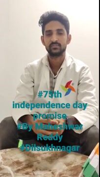Pinnacle Blooms Network 75th Independence Day Promise by S. Maheshwar reddy, Behavioural Therapist of Pinnacle @ Dilsukhnagar in Telugu