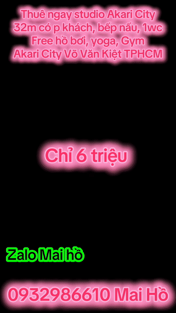 Cho thuê Căn hộ Chung cư Akari City Quận Bình Tân Tp Hồ Chí Minh diện tích 32 m² giá 6 triệu/tháng