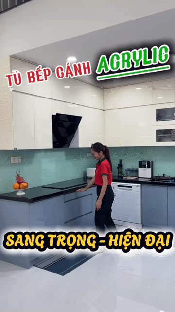 Tủ bếp Acrylic Xám Trắng. Mua bán Tủ, kệ gia đình tại Huyện Hòa Vang Đà Nẵng được đăng bởi Nội thất tủ bếp TST hình 1