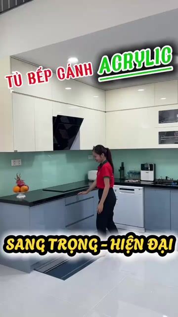 Tủ bếp Acrylic Xám Trắng. Mua bán Tủ, kệ gia đình tại Huyện Hòa Vang Đà Nẵng được đăng bởi Nội thất tủ bếp TST hình 1