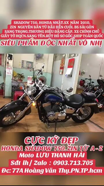 SHADOW 750.HONDA NHẬT.SX 2010.ZIN  NGUYÊN BẢN A-Z. Mua bán Xe máy tại Quận Phú Nhuận Tp Hồ Chí Minh được đăng bởi MOTO LUU THANH HAI  77A hình 1