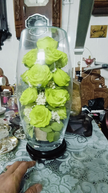 Bình hoa lụa đế xoay xanh lá 40cm. Mua bán Cây cảnh, đồ trang trí tại Quận Hoàng Mai Hà Nội được đăng bởi Xtung hình 1