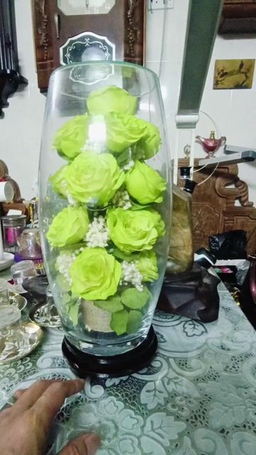 Bình hoa lụa đế xoay xanh lá 40cm. Mua bán Cây cảnh, đồ trang trí tại Quận Hoàng Mai Hà Nội được đăng bởi Xtung hình 1