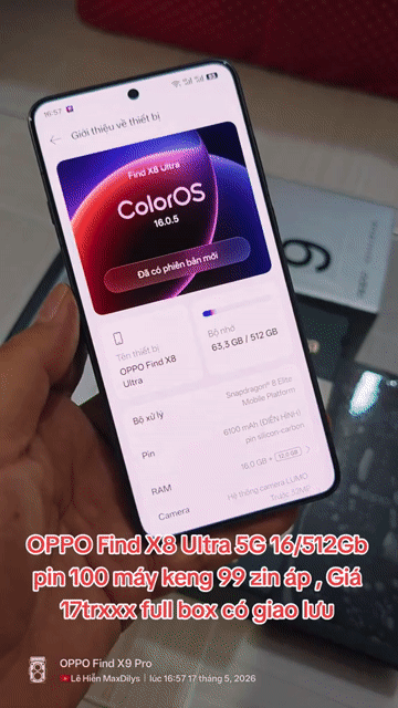OPPO Find X8 Ultra 5G 16/512Gb ,Pin 100, máy 99,9%. Mua bán Điện thoại tại Thành phố Mỹ Tho Tiền Giang được đăng bởi LH Max Dilys hình 1