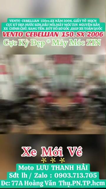 VENTO CEBELLIAN 150cc.SX  2006. ZIN .ĐẸP XUẤT SẮC. Mua bán Xe máy tại Quận Phú Nhuận Tp Hồ Chí Minh được đăng bởi MOTO LUU THANH HAI  77A hình 1