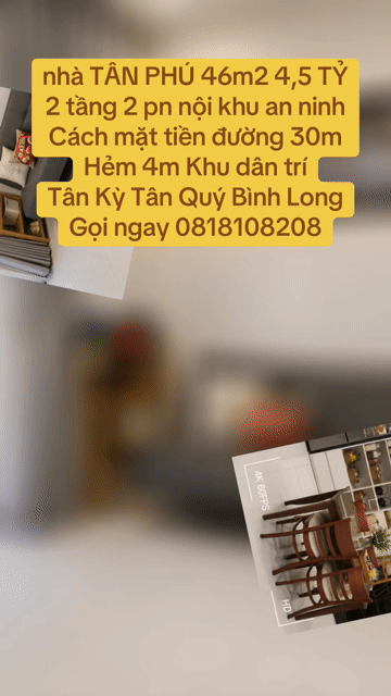 Mua bán Nhà ở Quận Tân Phú Tp Hồ Chí Minh diện tích 46 m² giá 4,5 tỷ