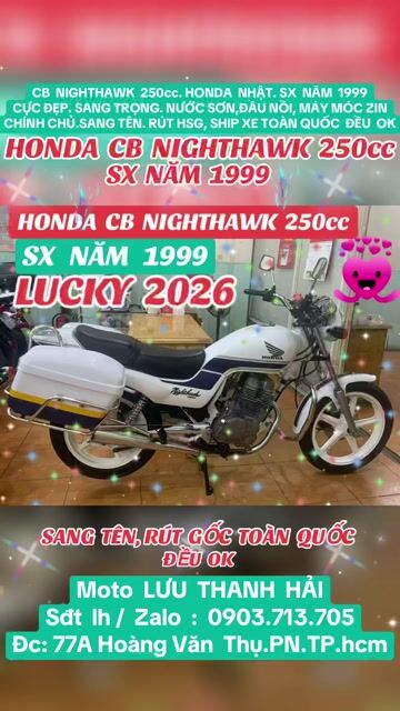 CB  NIGHTHAWK 250. HONDA NHẬT. SX 1999.. ZIN. HQCN. Mua bán Xe máy tại Quận Phú Nhuận Tp Hồ Chí Minh được đăng bởi MOTO LUU THANH HAI  77A hình 1