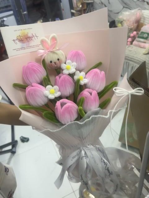 Bó hoa Tulip kẽm nhung Hồng. Mua bán Cây cảnh, đồ trang trí tại Huyện Nhà Bè Tp Hồ Chí Minh được đăng bởi Kt Quỳnh Hương hình 1