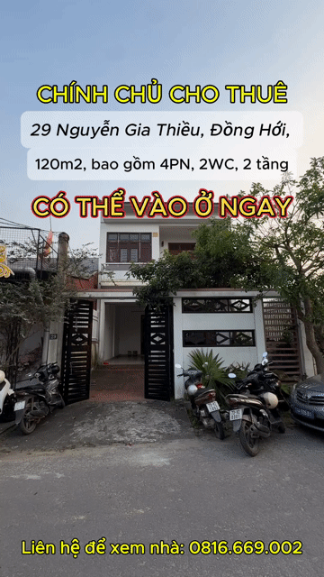 Cho thuê Nhà ở Thành Phố Đồng Hới Quảng Bình diện tích 120 m² giá 10 triệu/tháng