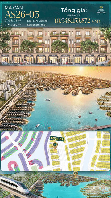 Mua bán Nhà ở Vinhomes Green Paradise Huyện Cần Giờ Tp Hồ Chí Minh diện tích 75 m² giá 11,092 tỷ