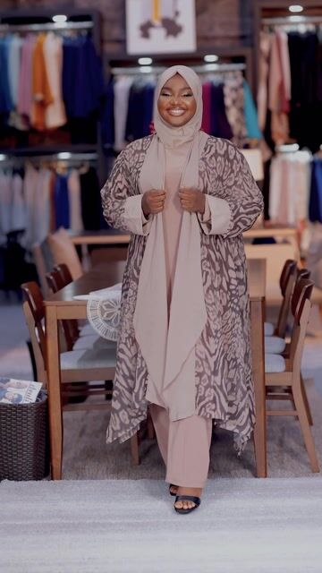 Animal Print Open Abaya Set