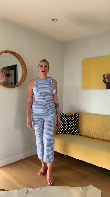 Bowed Striped Jumpsuit