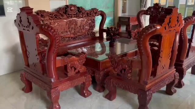 Bộ bàn ghế gỗ phòng khách 10 món - tay 14