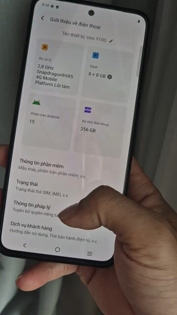 Vivo Y100 8GB/256GB. Mua bán Điện thoại tại Quận 8 Tp Hồ Chí Minh được đăng bởi Phan Minh Tân hình 1