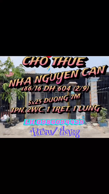 Cho thuê Nhà ở Thị xã Bến Cát Bình Dương diện tích 125 m² giá 4 triệu/tháng