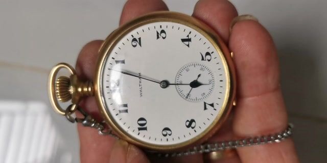 Đồng hồ quả quýt Waltham Vàng đúc 18K 1918. Mua bán Đồ sưu tầm, đồ cổ tại Thị xã Tân Châu An Giang được đăng bởi Đồng Hồ LT hình 1