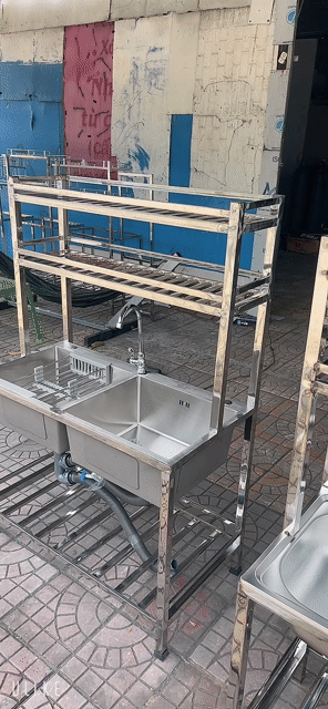Bồn rửa chén Inox 2 hố có kệ 50x100cm. Mua bán Dụng cụ nhà bếp tại Quận Cái Răng Cần Thơ được đăng bởi INOX Gia Dụng  hình 1