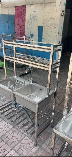 Bồn rửa chén Inox 2 hố có kệ 50x100cm. Mua bán Dụng cụ nhà bếp tại Quận Cái Răng Cần Thơ được đăng bởi INOX Gia Dụng  hình 1
