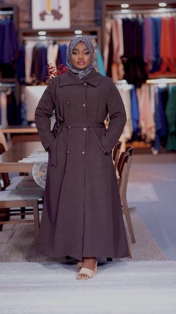 Chocolate Brown Trench Abaya