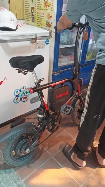 Xe đạp điện Lionman City E-Bike 12 Đen đỏ. Mua bán Xe đạp tại Quận Hoàng Mai Hà Nội được đăng bởi gọi vào việc  hình 1
