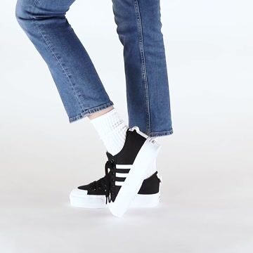 adidas originals nizza platform sneakers in black and white