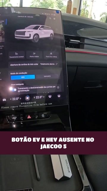 Botão EV e HEV ausente no Jaecoo 5
