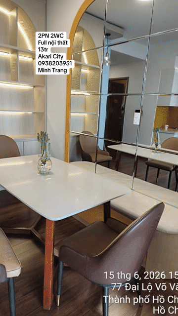Cho thuê Căn hộ Chung cư Akari City Nam Long Quận Bình Tân Tp Hồ Chí Minh diện tích 75 m² giá 13 triệu/tháng