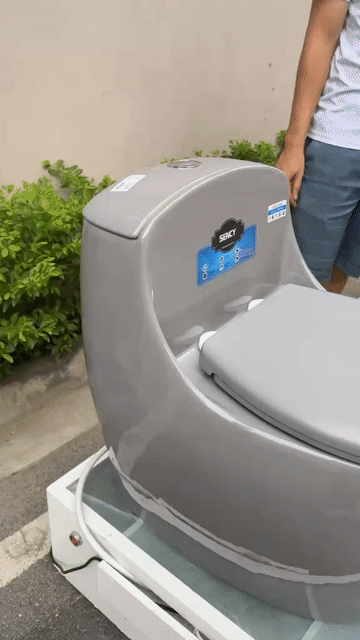 Bồn cầu trứng màu ghi sang trọng, xả mạnh. Mua bán Thiết bị vệ sinh, nhà tắm tại Huyện Đông Anh Hà Nội được đăng bởi Tbvs Thanh Truc hình 1