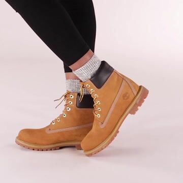 Womens Timberland 6" Metallic Collar Premium Boot - Cameo Rose / Silver video thumbnail