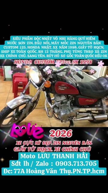 CUSTOM  125.HONDA  NHẬT.SX  1998. CỰC KỲ ĐẸP. ZIN. Mua bán Xe máy tại Quận Phú Nhuận Tp Hồ Chí Minh được đăng bởi MOTO LUU THANH HAI  77A hình 1