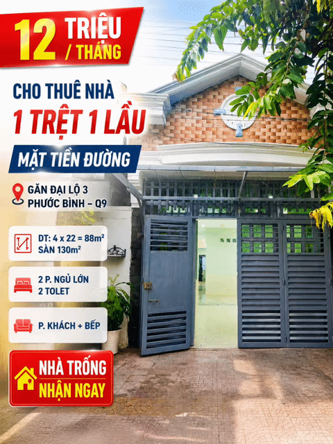 Cho thuê Nhà ở Thành phố Thủ Đức Tp Hồ Chí Minh diện tích 88 m² giá 12 triệu/tháng