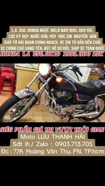 HONDA  L.A 250.ĐK 1993,HQCN,CỰC KỲ ĐẸP,MÁY MÓC ZIN. Mua bán Xe máy tại Quận Phú Nhuận Tp Hồ Chí Minh được đăng bởi MOTO LUU THANH HAI  77A hình 1