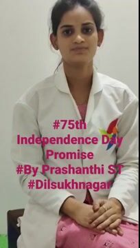 Pinnacle Blooms Network 75th Independence Day Promise by C. PRASHANTHI , Speech Therapist of Pinnacle @ Dilsukhnagar in Telugu