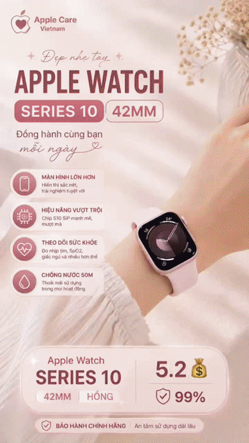 Apple Watch Series 10 42mm Hồng. Mua bán Thiết bị đeo thông minh tại Quận 5 Tp Hồ Chí Minh được đăng bởi Apple Care Vietnam hình 1