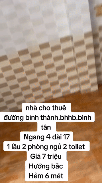 Cho thuê Nhà ở Quận Bình Tân Tp Hồ Chí Minh diện tích 64 m² giá 7 triệu/tháng
