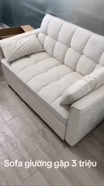 Sofa giường Vải Trắng kem Gấp gọn. Mua bán Giường, chăn ga gối nệm tại Quận Tân Bình Tp Hồ Chí Minh được đăng bởi Nguyễn  hình 1