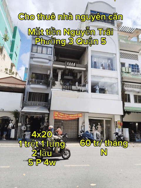 Cho thuê Nhà ở Quận 5 Tp Hồ Chí Minh diện tích 80 m² giá 60 triệu/tháng
