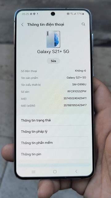 Samsung S21 Plus 5G 128GB lỗi loa trong, vân tay. Mua bán Điện thoại tại Thành phố Thủ Đức Tp Hồ Chí Minh được đăng bởi Tịnh Lưu Ly hình 1