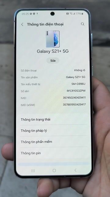 Samsung S21 Plus 5G 128GB lỗi loa trong, vân tay. Mua bán Điện thoại tại Thành phố Thủ Đức Tp Hồ Chí Minh được đăng bởi Tịnh Lưu Ly hình 1