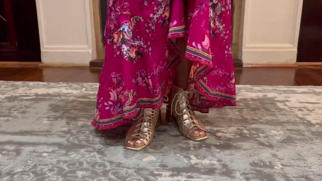 Gold Leather Lace up Sandal