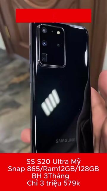 Samsung S20 Ultra 5G 128GB Đen Mỹ BH 3 tháng. Mua bán Điện thoại tại Thành phố Bến Tre Bến Tre được đăng bởi TN Store hình 1