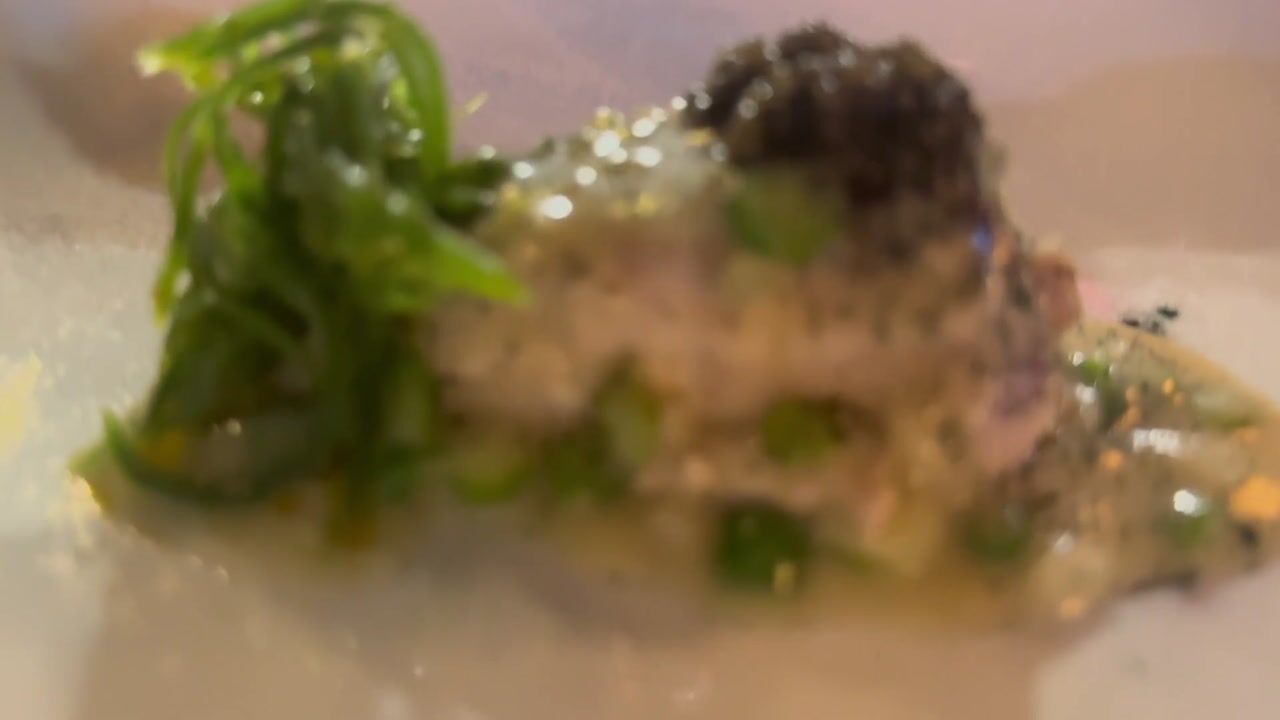 Audax Funchal: caviar-topped fish course: video from Audax, Madeira