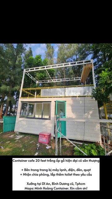 Container cafe 20 feet trắng ốp gỗ có sân thượng. Mua bán Đồ chuyên dụng, Giống nuôi trồng tại Thành phố Dĩ An Bình Dương được đăng bởi Minh Hoàng Container hình 1