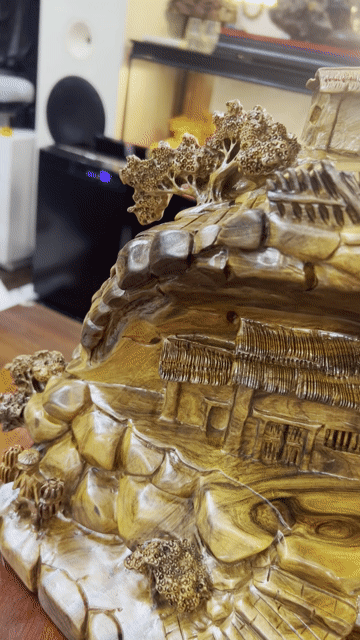 Tượng gỗ Phong cảnh làng quê. Mua bán Đồ sưu tầm, đồ cổ tại Quận Thanh Xuân Hà Nội được đăng bởi Thiện Anh hình 1