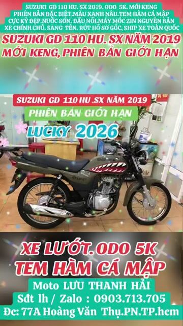 SUZUKI GD 110 HU.SX 2019.ODO 5K.PHIÊN BẢN ĐẶC BIỆT. Mua bán Xe máy tại Quận Phú Nhuận Tp Hồ Chí Minh được đăng bởi MOTO LUU THANH HAI  77A hình 1