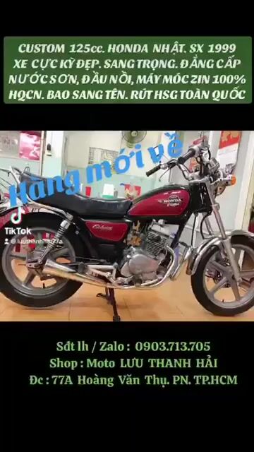 CUSTOM 125cc, HONDA NHẬT - SX 1999, ZIN 100%, HQCN. Mua bán Xe máy tại Quận Phú Nhuận Tp Hồ Chí Minh được đăng bởi MOTO LUU THANH HAI  77A hình 1