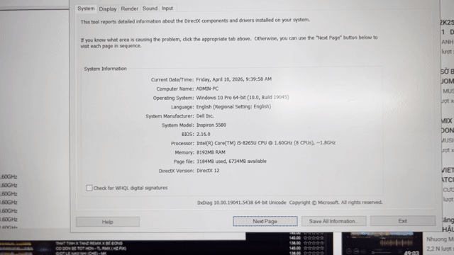 Dell Inspiron 5580 i5 8GB/256GB. Mua bán Laptop tại Quận Đống Đa Hà Nội được đăng bởi thắng mobile mua bán điện thoại hình 1