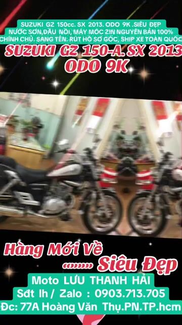 SUZUKI GZ 150.SX 2013. ODO 9k.SIÊU ĐẸP. ZIN TỪ A-Z. Mua bán Xe máy tại Quận Phú Nhuận Tp Hồ Chí Minh được đăng bởi MOTO LUU THANH HAI  77A hình 1