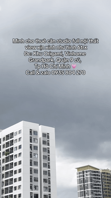 Cho thuê Căn hộ Chung cư The Origami – Vinhomes Grand Park Thành phố Thủ Đức Tp Hồ Chí Minh diện tích 33 m² giá 6,2 triệu/tháng